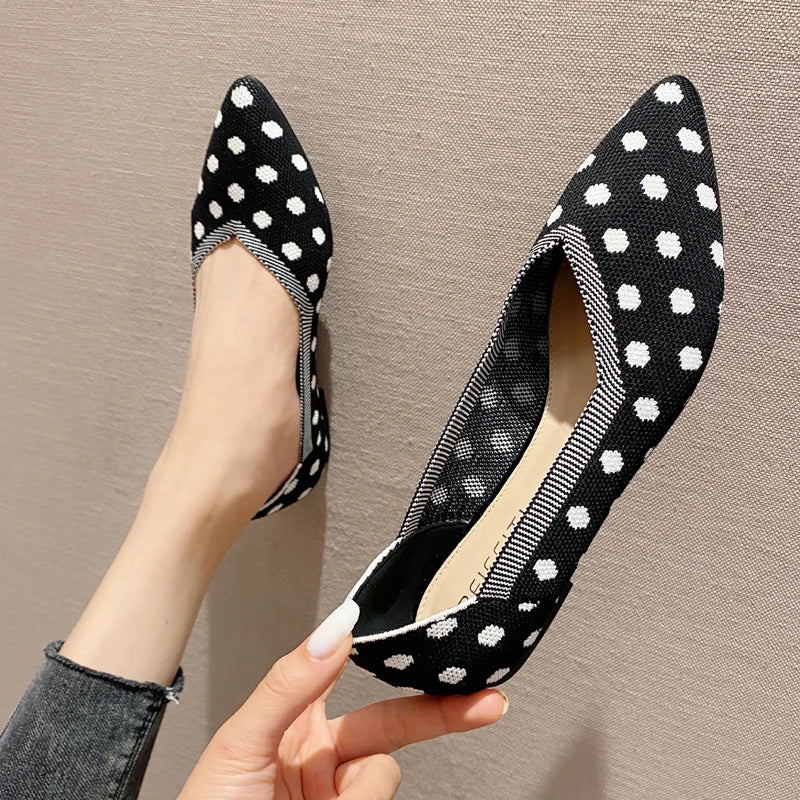 Women's leisure flat shoes pointed knitting elastic comfortable shoes