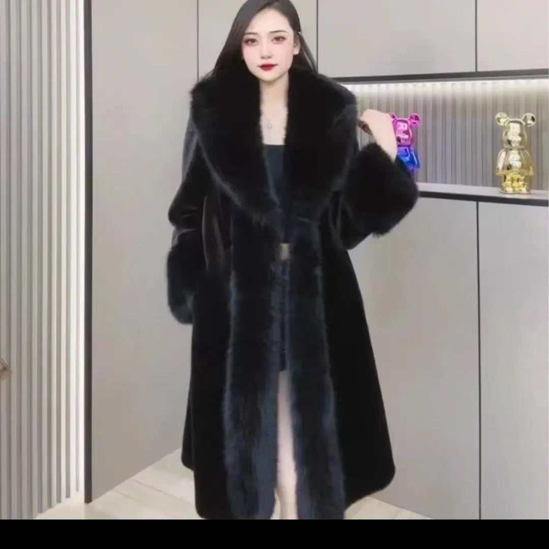 Faux Fur Coats Women Long Coat Thick Warm Turn Down Collar Jacket
