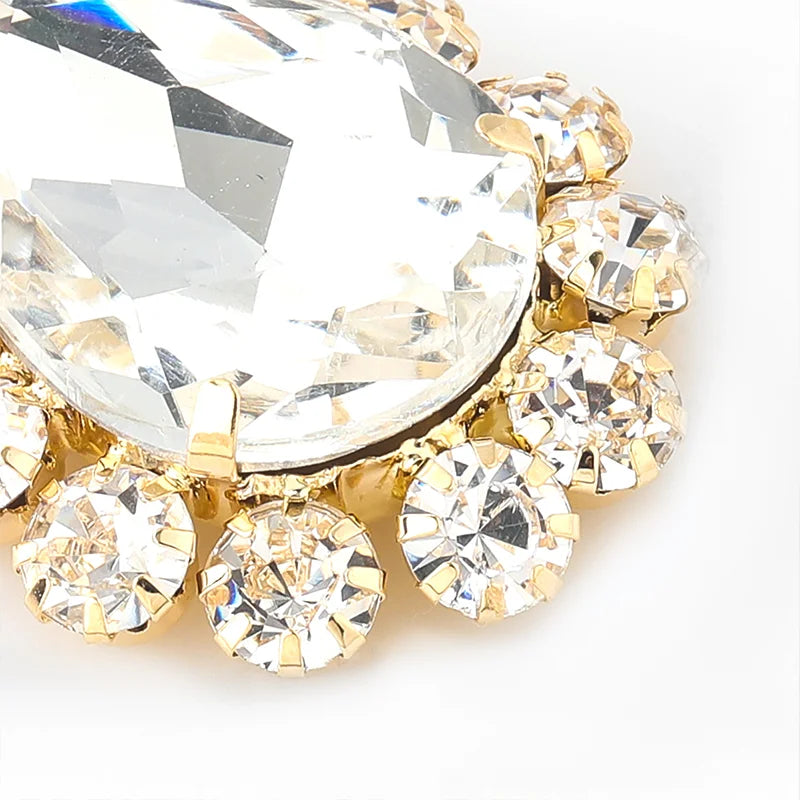 Luxurious Shiny Rhinestone Long Oval Earrings for Women