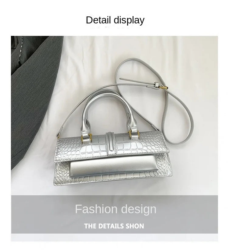 Ladies Shoulder Bag High Quality PU Stone Pattern Crossbody Bag for Women Armpit Clutch