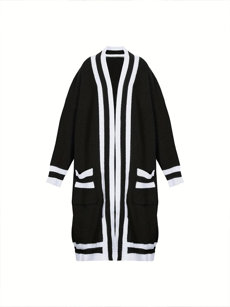 Plus Size Women's Long Sleeve V-Neck Maxi Cardigan Button Down Thick Casual Cardigan