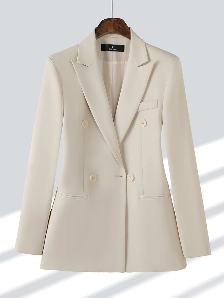 Women Formal Blazer Ladies Female Long Sleeve Double Breasted Blazer