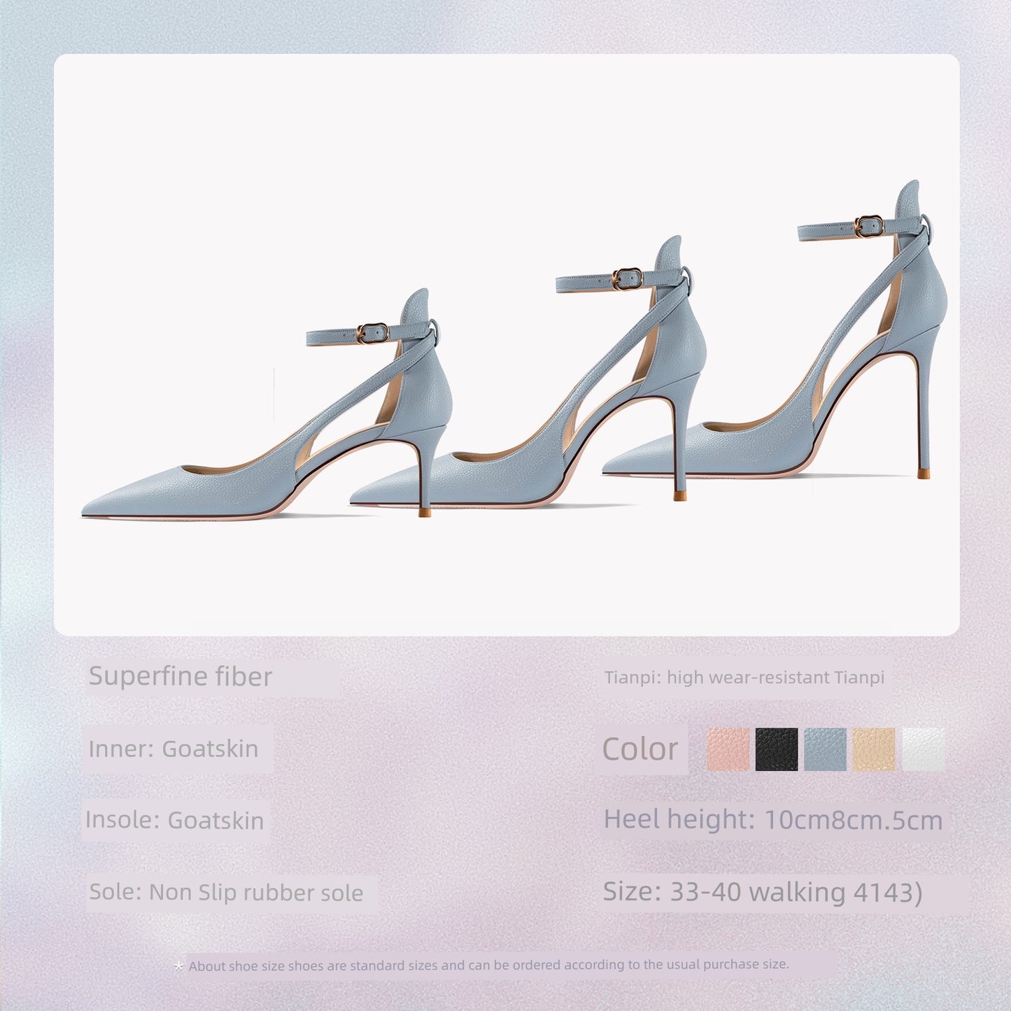 Light Blue Strap Closed Toe Sandals Women's Stiletto Heel French Style Tied Pointed High Heels