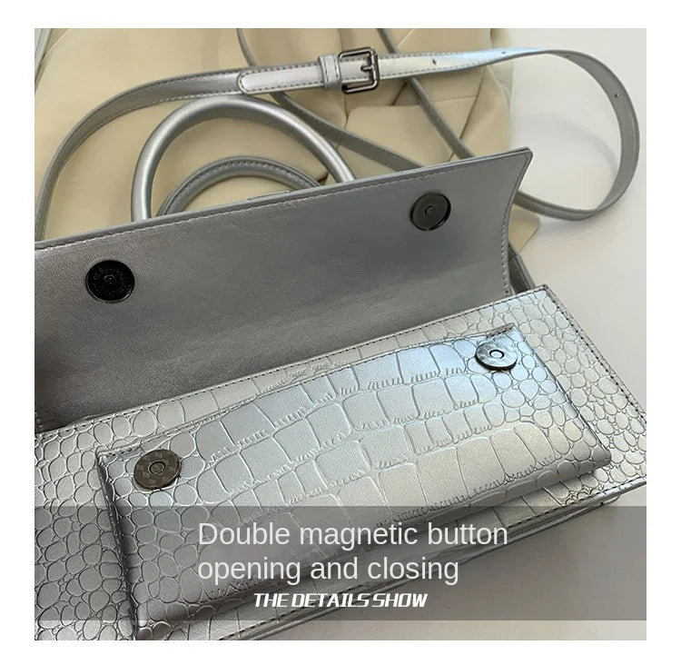 Ladies Shoulder Bag High Quality PU Stone Pattern Crossbody Bag for Women Armpit Clutch
