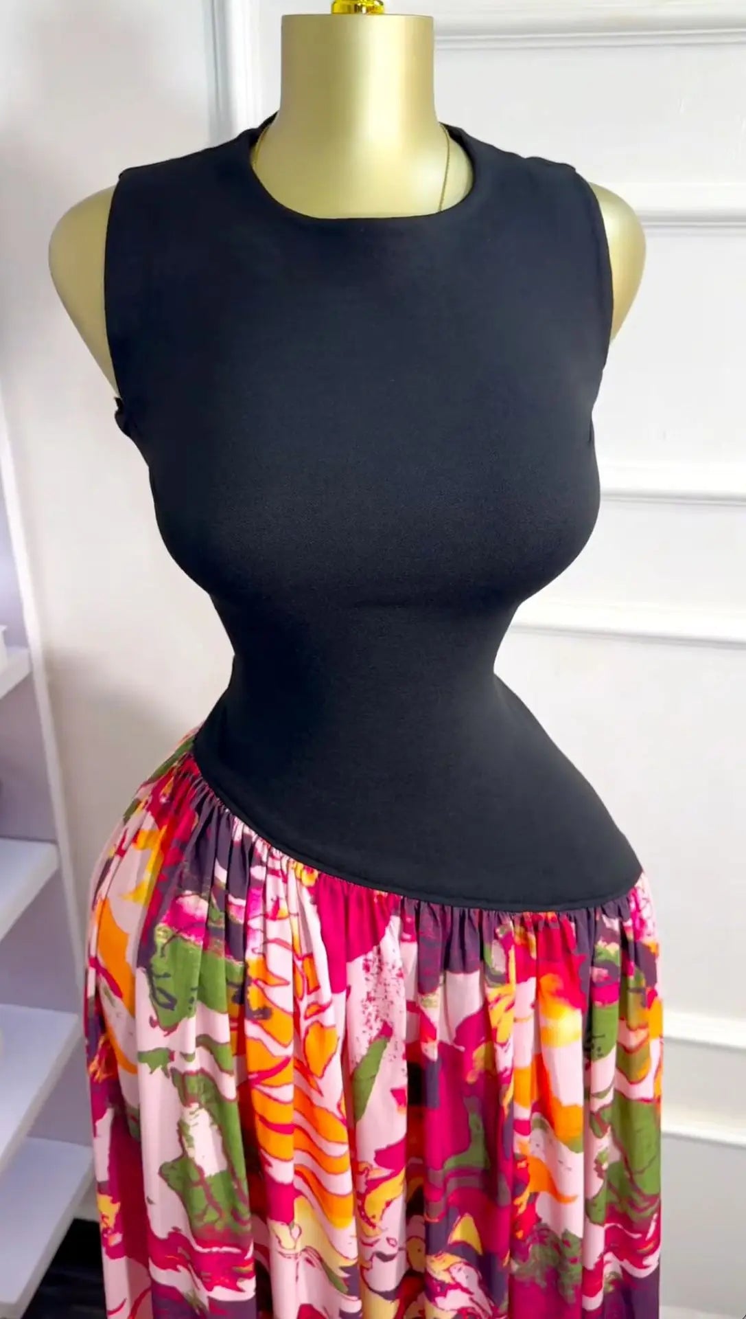 Sleeveless ashes Maxi Dress Printed Patchwork Tank Long Maxi Dress