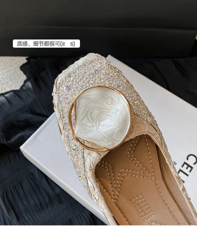 Flats Shoes for Women Rhinestone Slip-on Loafers Shoes
