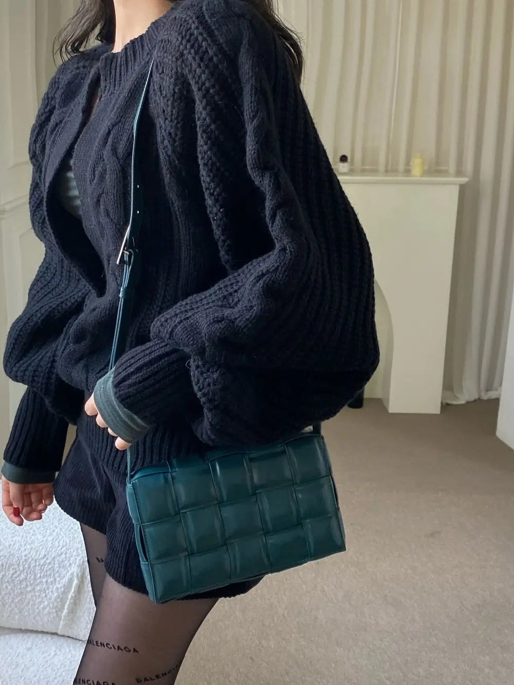 Chic Fried Dough Twists Pattern Pullover Loose Lantern Sleeve Knit Sweater