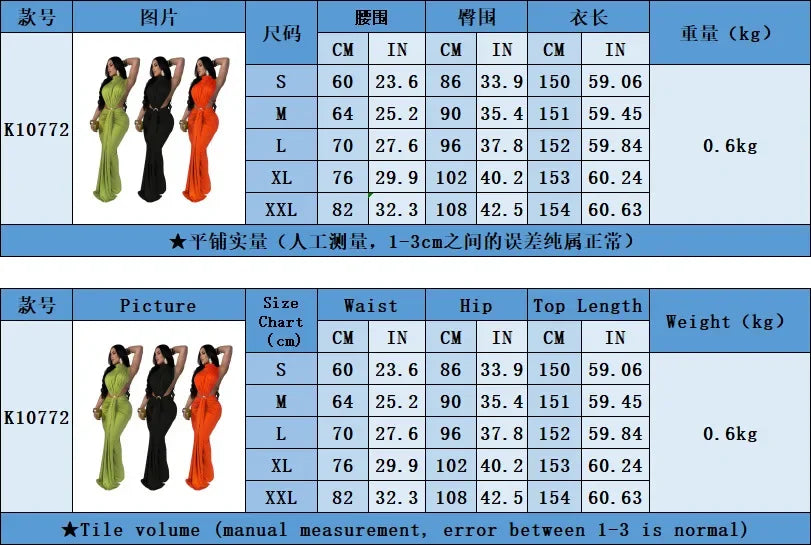 Women O-neck High Split Stacked Bodycon Maxi Dress Evening Party Club Dress