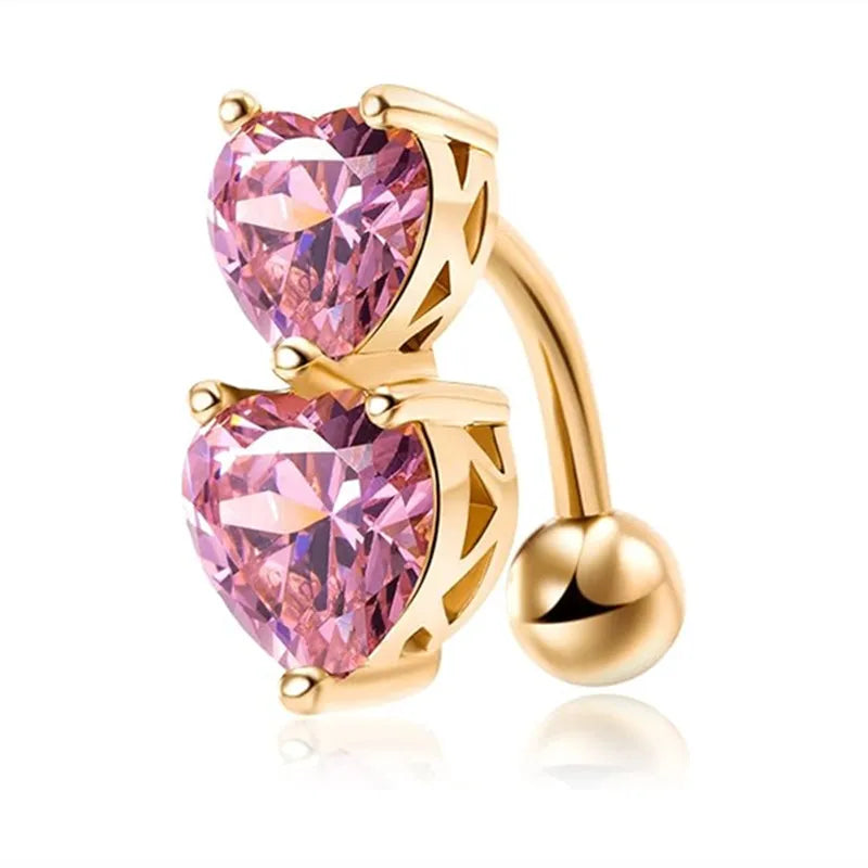 1PCS Crystal Belly Button Rings Surgical Steel Heart Navel Piercing