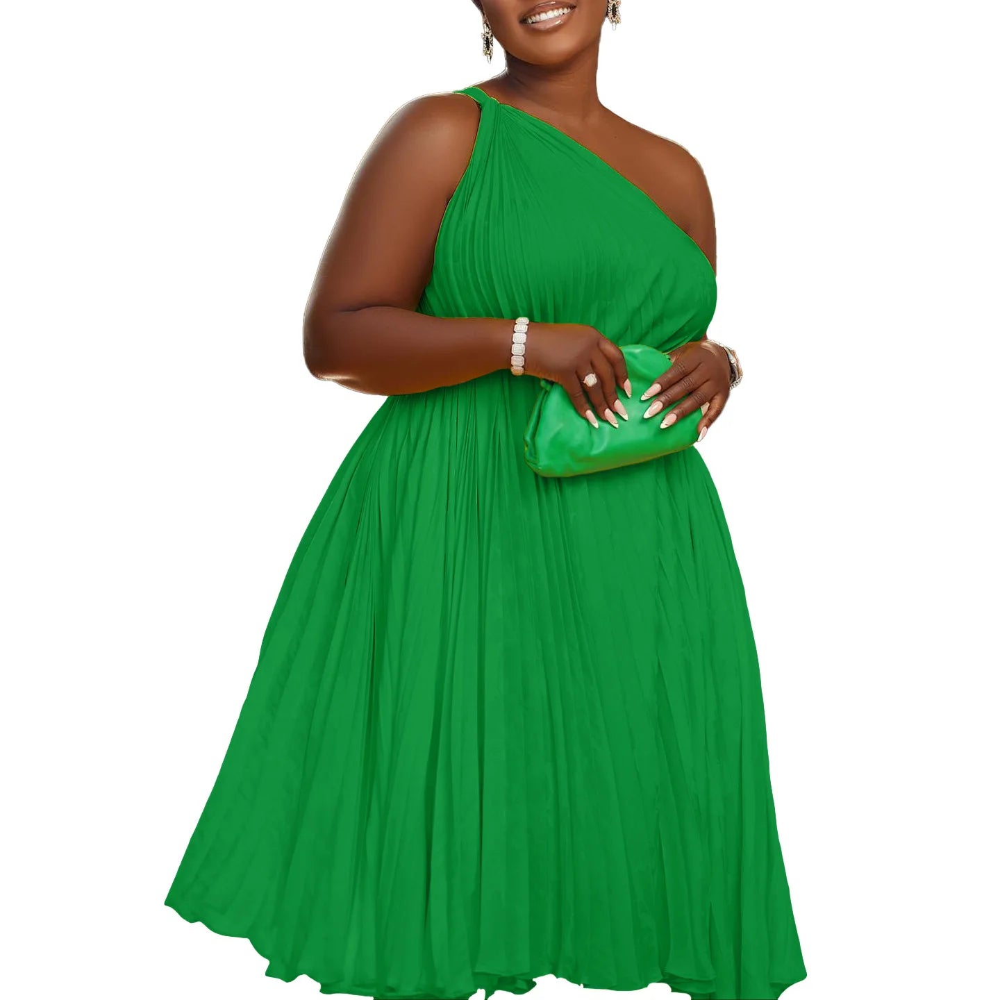 Women Sleeveless Pleated Polyester Knee-length Dress for Women