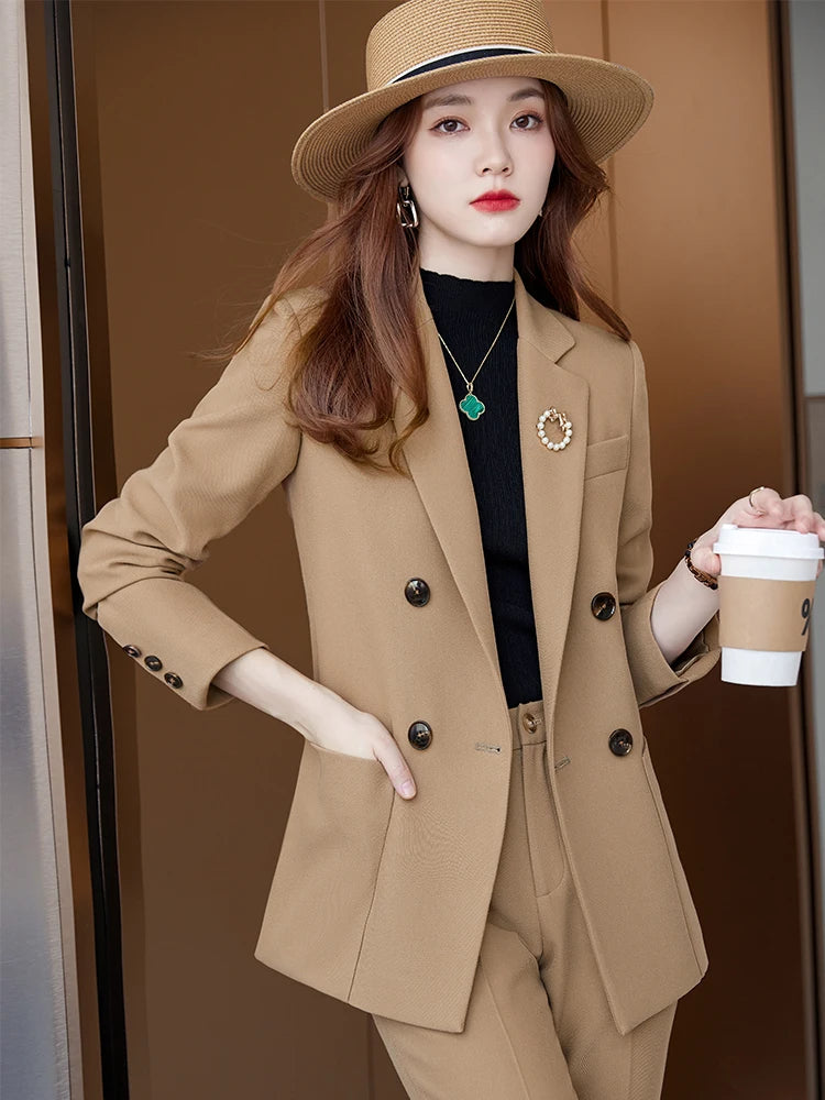 Ladies Pant Suit Formal Women Business Work Wear Blazer And Trouser