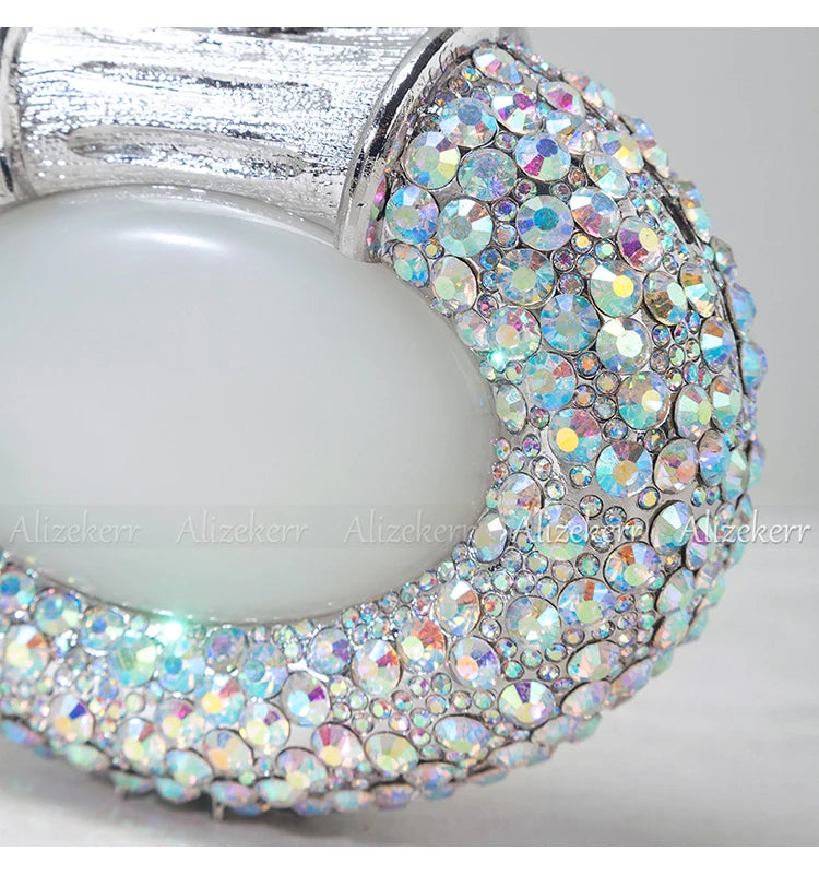 Oval Shaped Crystal Evening Bag Women Boutique Gorgeous Classy Diamond Clutch Purses And Handbags Bridal Wedding Party