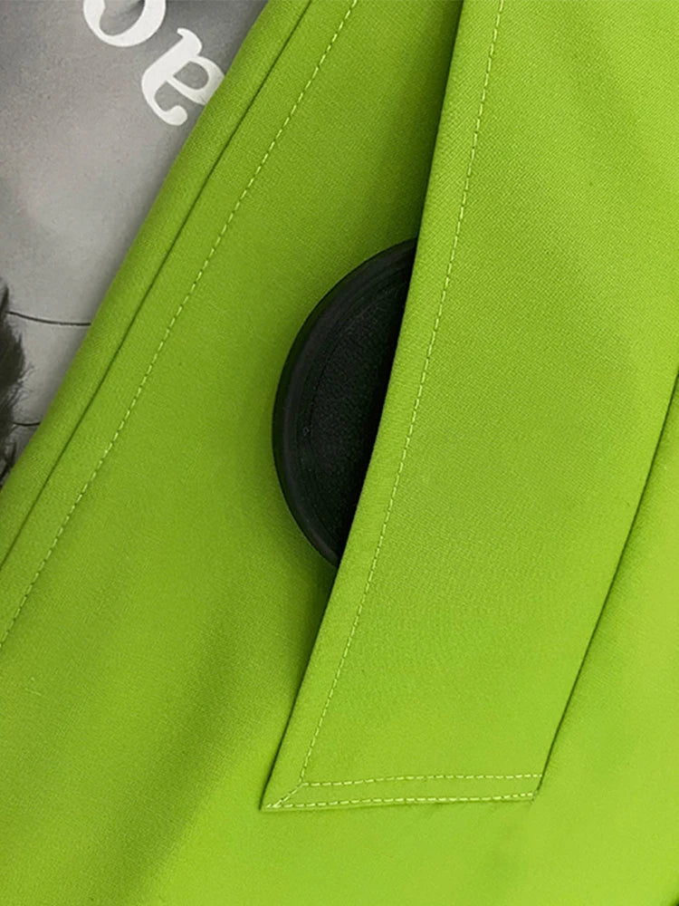 Luxury Long Oversized Bright Green Faux Leather Trench Coat for Women