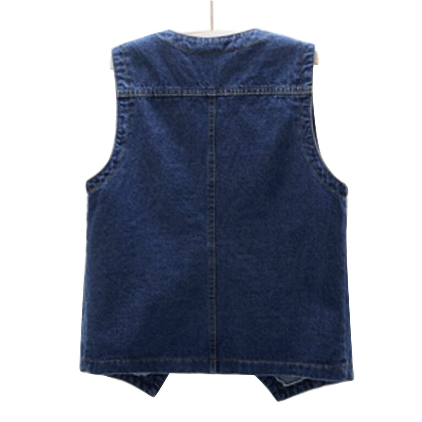 Woman Sleeveless Denim Vest V Neck Button Down Jacket V Neck Button Loose Ladies Vest