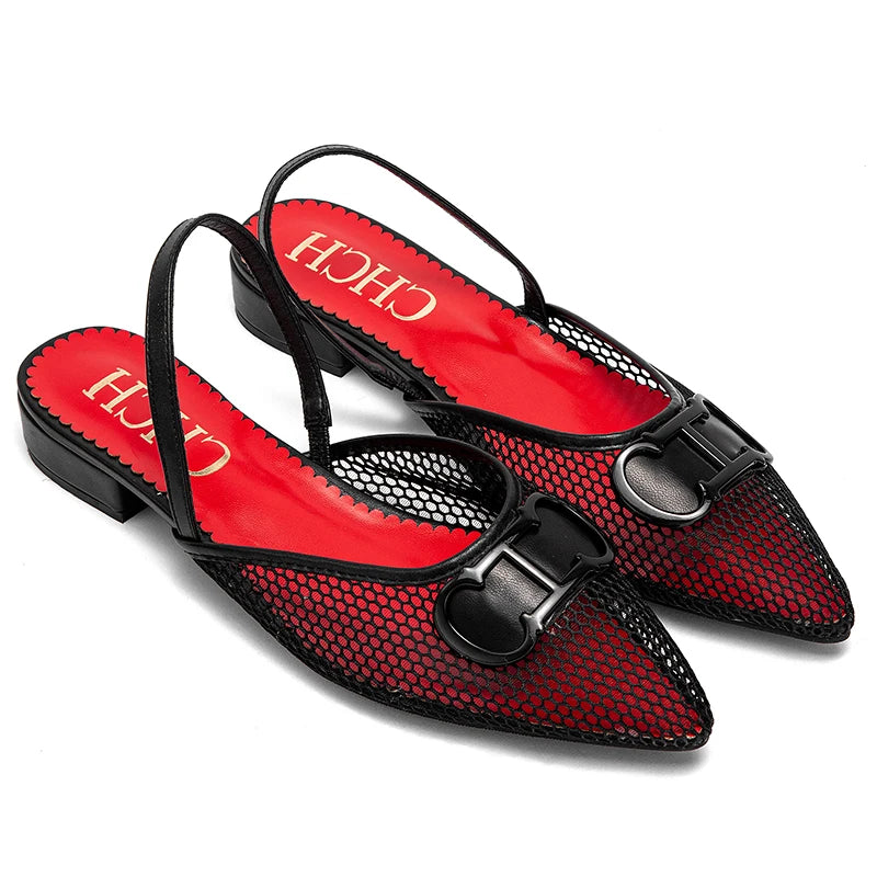 Women's Flat Shoes Mesh Hollow Sandals Black Women's Shoes Mesh Sandals