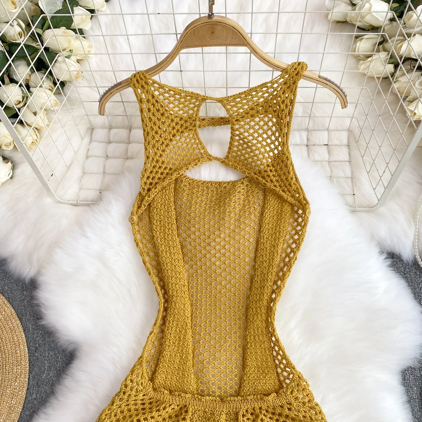 Sleeveless Jumpsuit Women Hollow Out O Neck Elegant Stretch Transparent Ladies Casual Summer Slim Rompers