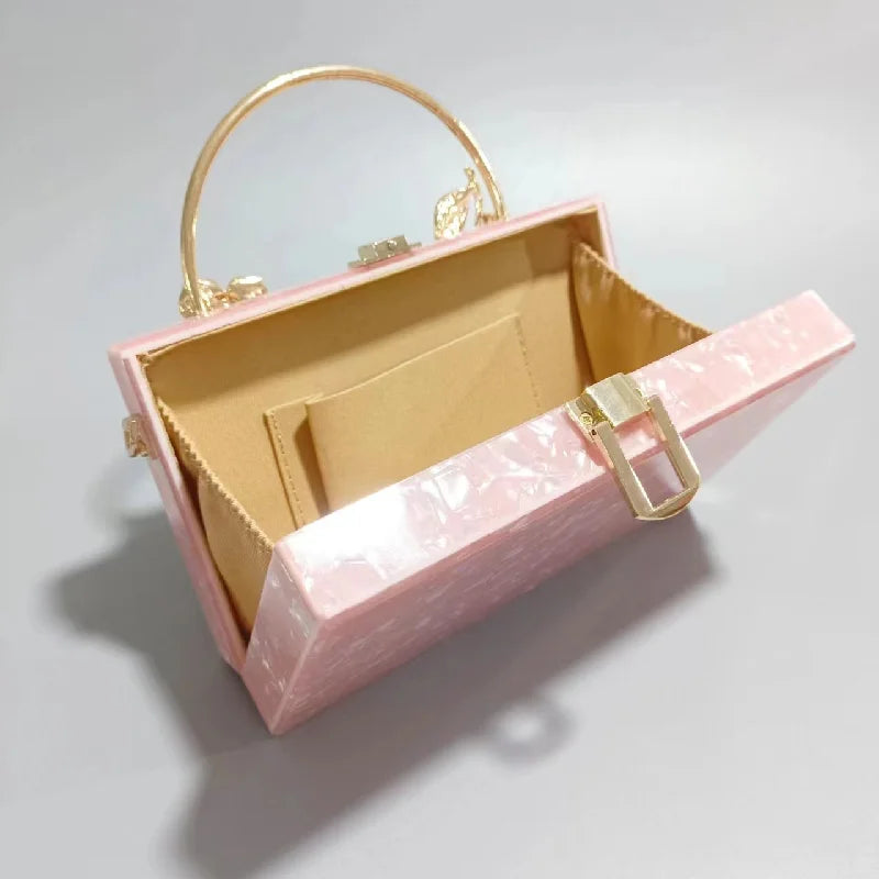 Banquet Pearlescent Acrylic Purse Women's Tote Crossbody Shoulder Square Bag