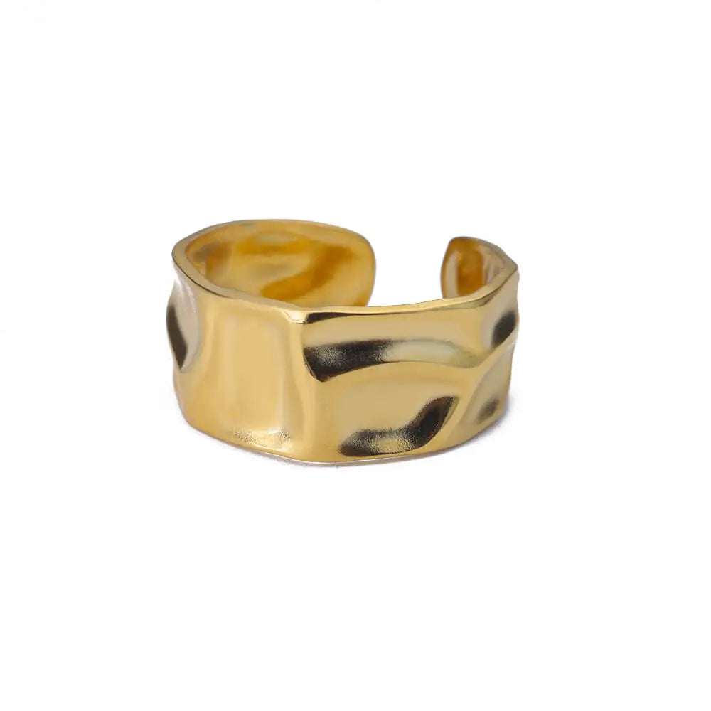 Stainless Steel Irregular Geometric Open Rings For Women Gold Color