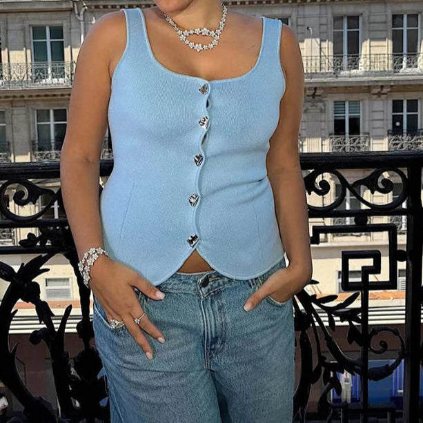 Chic Elastic Top Slim Elegant Knitted Women's Tops