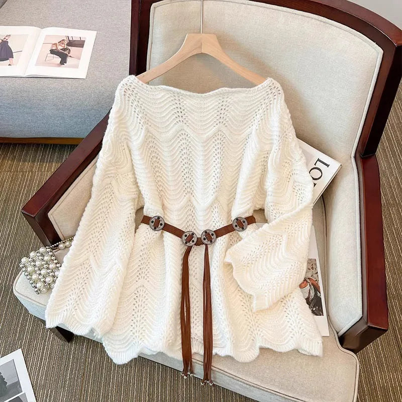 Women Tunic Sweater Pointelle Knit Long Sleeve Jumper for Leggings Cozy Knitwear