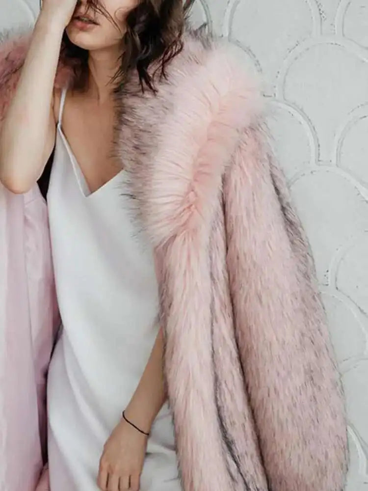 Tide Faux Fur Coat European Style Hooded Loose All Match Warm Cardigan Jacket