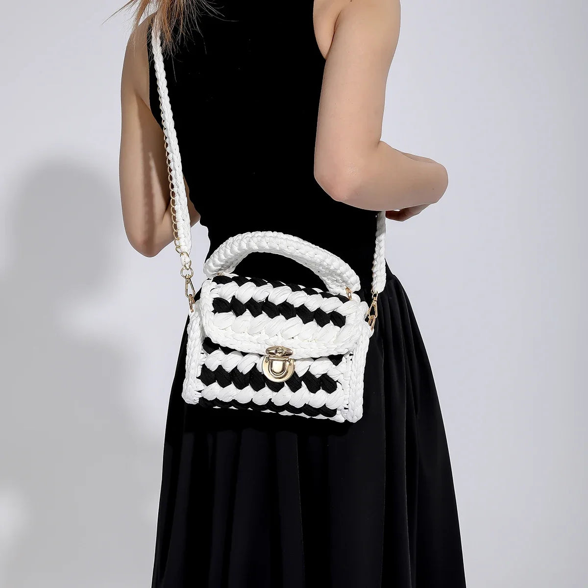 Crochet Bag Shoulder Bag Chunky Knit Handle Bag