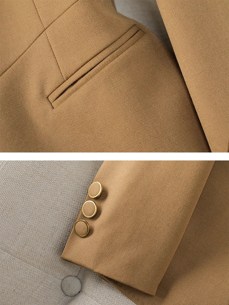 Formal Pant Suit 2 Piece Set Women Green Khaki Red Female Long Sleeve Business Work Wear Blazer