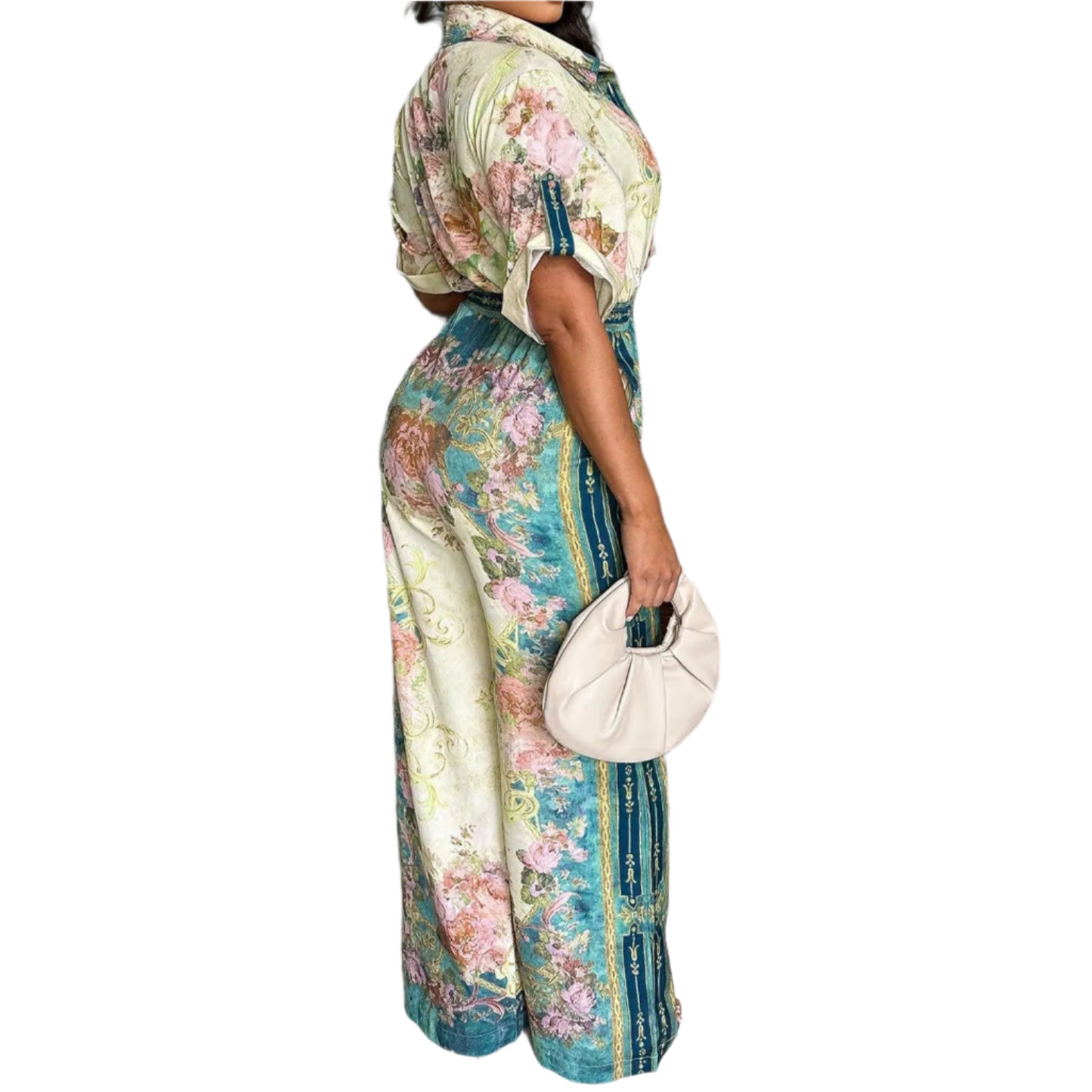 Women Floral Printed Vintage Style Wide Leg Jumpsuits Playsuit One Piece Suit Romper