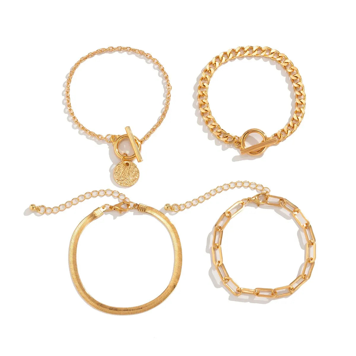 Punk Cuban Link Chain Coin Pendant Bracelet for Women
