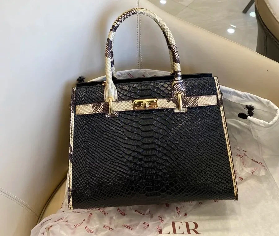Elegant Single Shoulder Bag Business Women Black Animal Pattern Purses