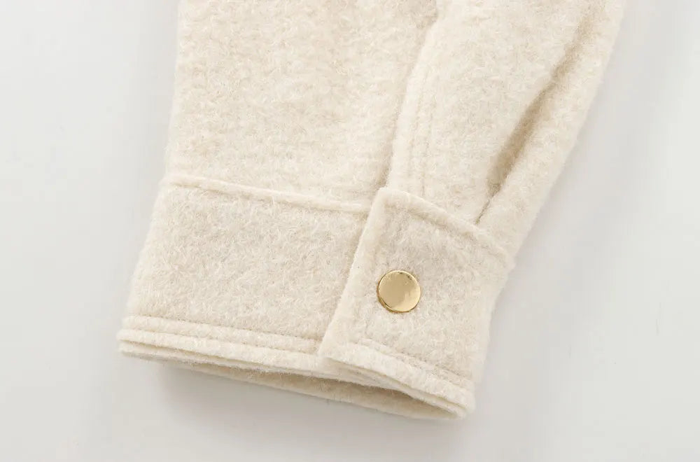 Cropped Jacket with Pockets for Women, Long Sleeve Coat Front Zipper Female Outerwear