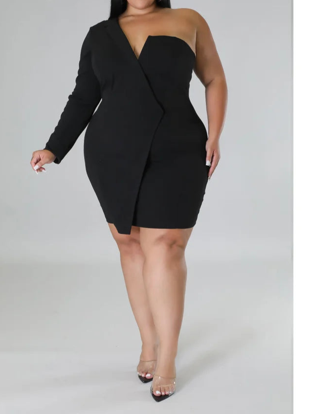 Plus Size Dress Long Sleeve V Neck Solid Sexy Mini Suit Dress Party Dresses