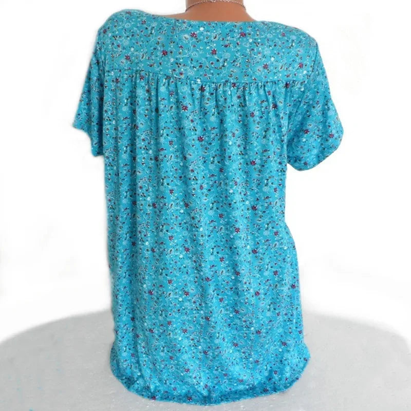 Loose Sleeveless Long Tank T-Shirt V-Neck Tops Floral Print Tees