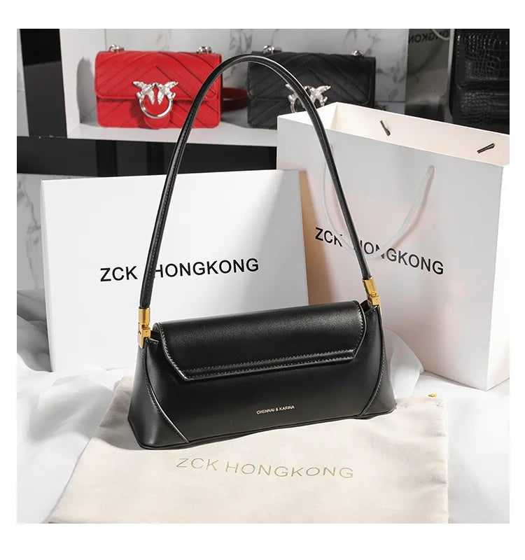 Armpit bag high-end solid color one-shoulder portable genuine leather bag