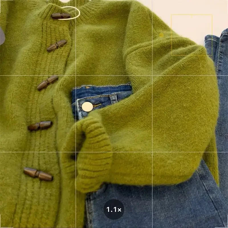 Vintage Soft Supple Round Neck Sweater Knitted Cardigan For Women
