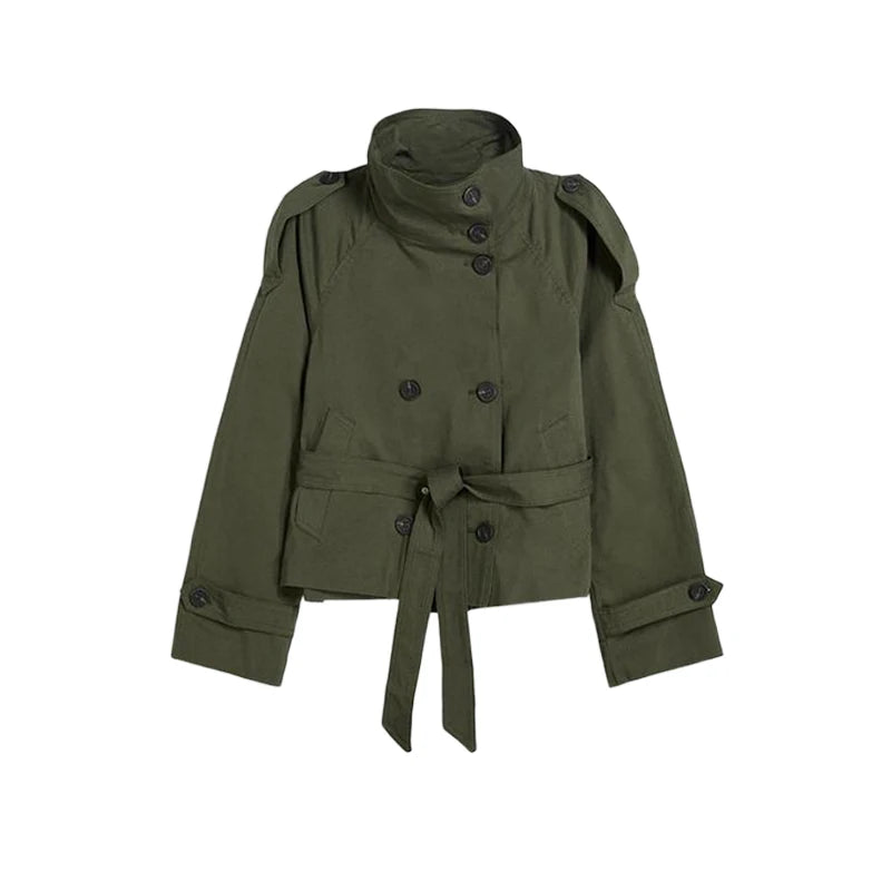 Vintage Women's Belted Jacket Coat Loose Fit Long Sleeve Button Down Coats