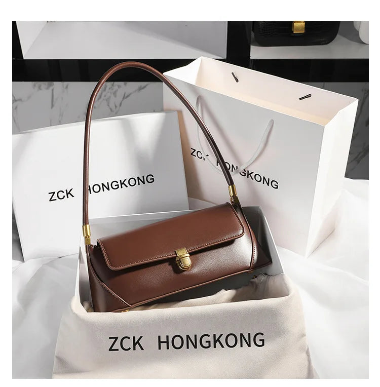 Armpit bag high-end solid color one-shoulder portable genuine leather bag