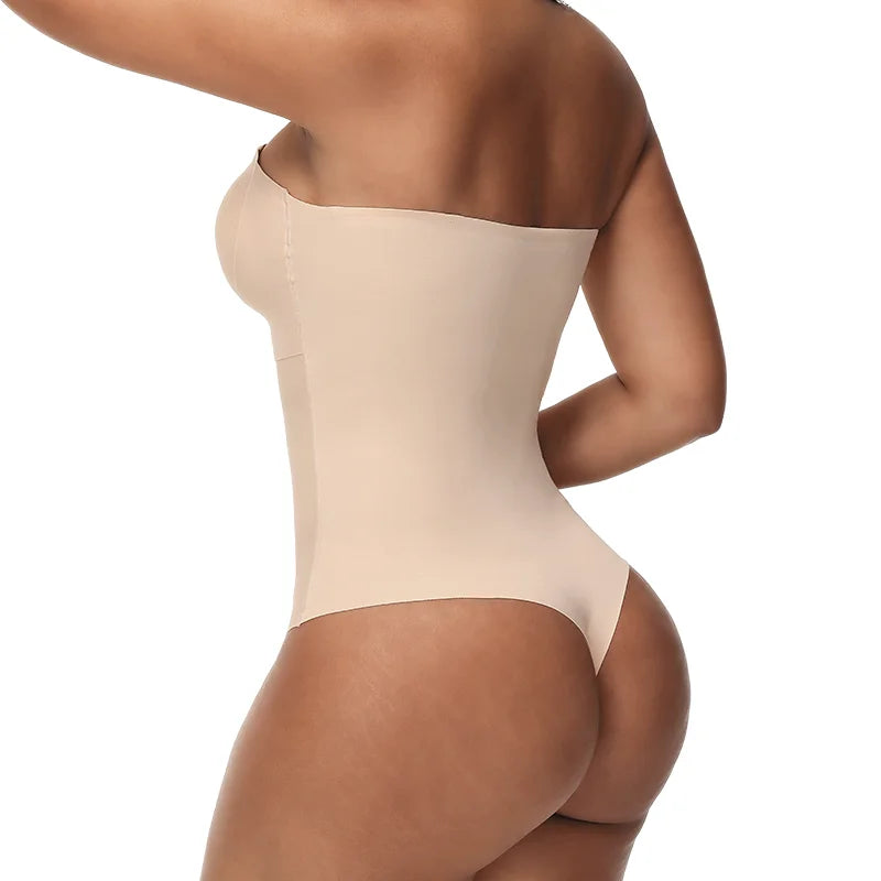 Removable Strap Women Tummy Control Shapewear Thong Front Closure Butt Lifter Removable Strap Padded Full Body Shaper