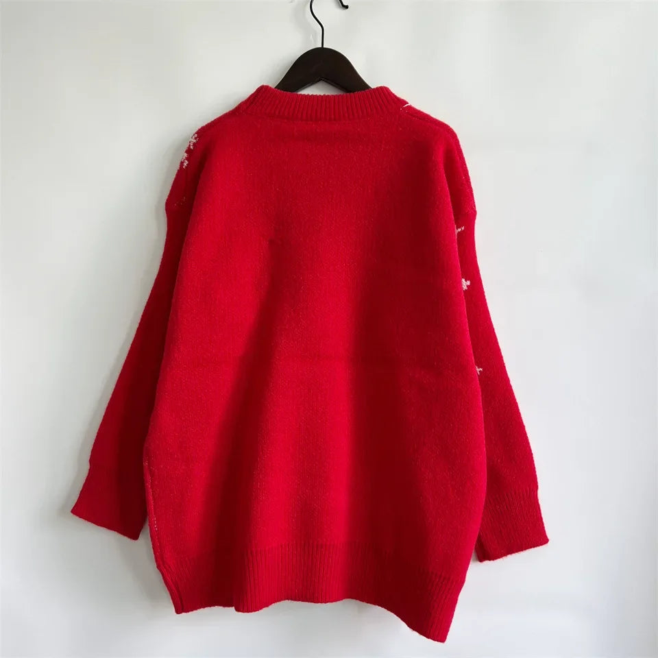 Jacquard Ball Christmas Sweater Pullover Round Neck Sweater