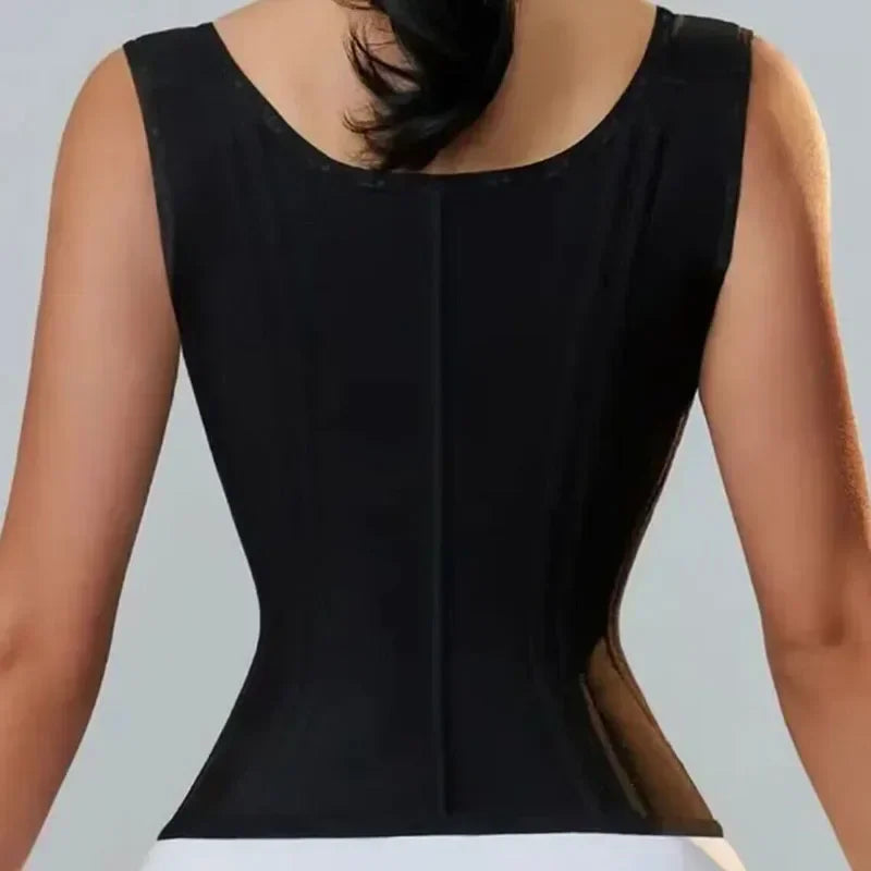 Body Shaper Shapewear Women Vest Tops Double Compression Waist Trainer Corset Adjustable Zipper and Hook-eyes