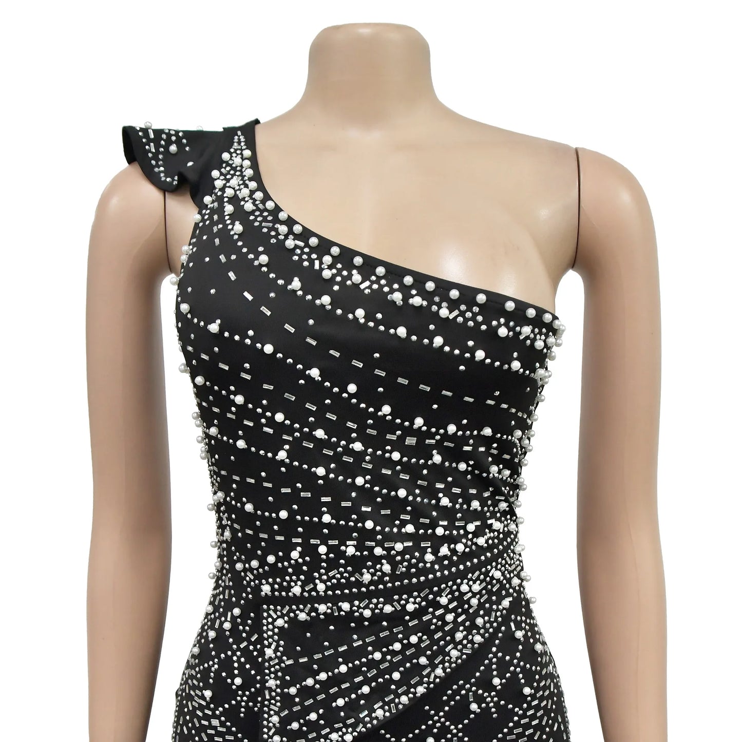 Women Maxi Dress Floor Length Dress Hot Sleeveless One Shoulder Cocktail Party Dress