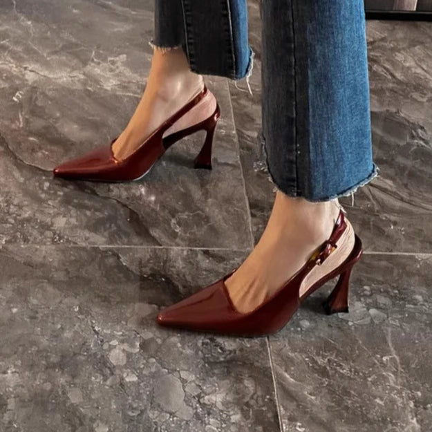 Summer Heel Sandals Fashion Pointed Toe Slingbacks Heels