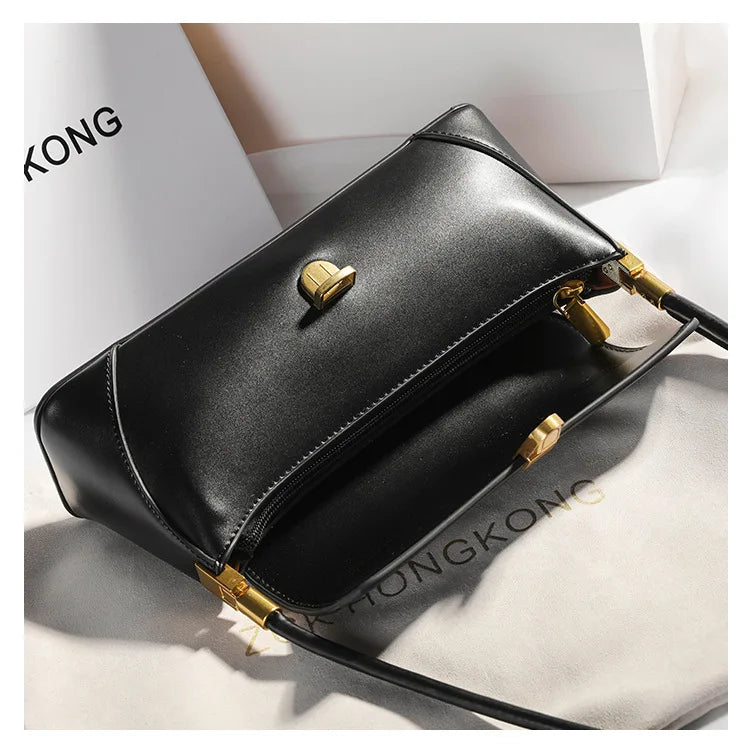 Armpit bag high-end solid color one-shoulder portable genuine leather bag