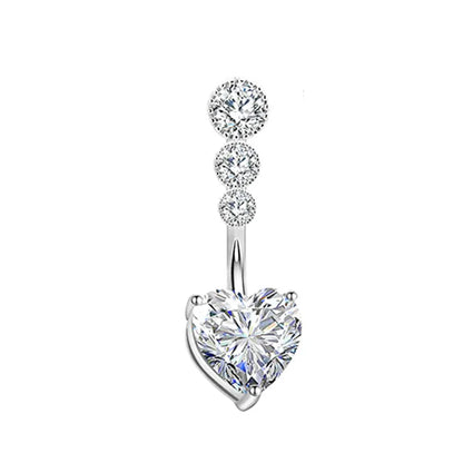 1PCS Crystal Belly Button Rings Surgical Steel Heart Navel Piercing