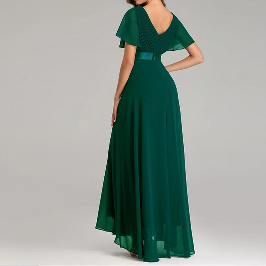 Bridal Party Dresses Elegant V-Neck Ruffles Chiffon Formal Dress