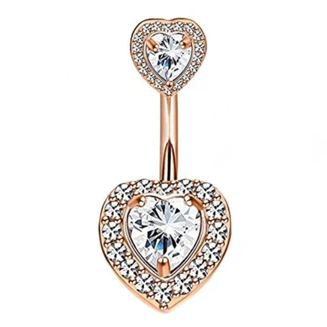 1PCS Crystal Belly Button Rings Surgical Steel Heart Navel Piercing