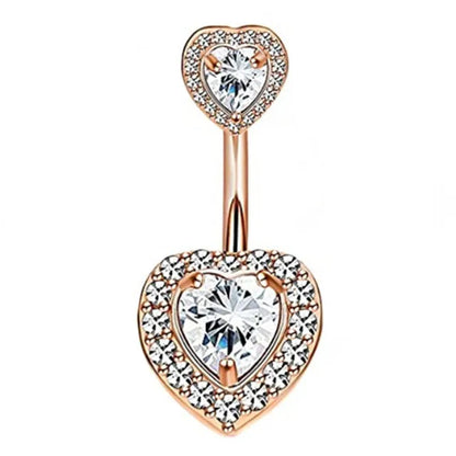 1PCS Crystal Belly Button Rings Surgical Steel Heart Navel Piercing