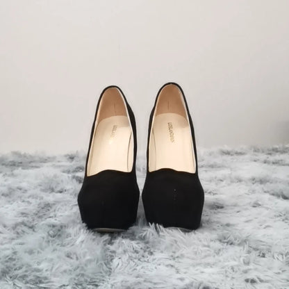 Women Pumps Stilettos Sexy 14cm Super High Heels Female Round Toes Platform Thin Heels