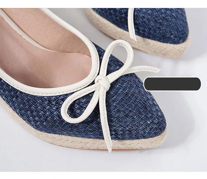 Women Bow Wedges Elegant Casual Woman Wedges