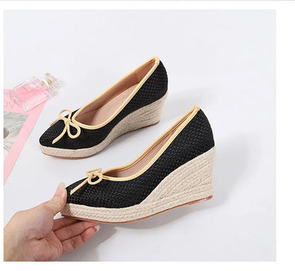 Women Bow Wedges Elegant Casual Woman Wedges